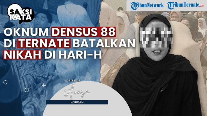 SAKSI KATA - Thumbnail video Saksi Kata Tribun Ternate episode 21. Berisi wawancara ekskusif bersama Anisa, korban gagal nikah, karena dibatalkan oleh calon suaminya secara sepihak Briptu Alfandi Alim di hari-H.