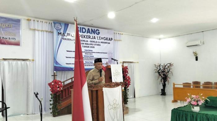 Wakil Gubernur Malut Sarbin Sehe berbicara disela-sela acara tersebut.
