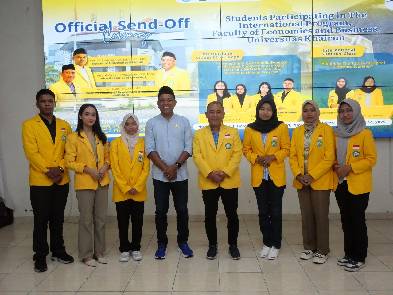 Warek III Unkhair Ternate Abdul Kadir Lepas Mahasiswa Program Internasional ke Thailand