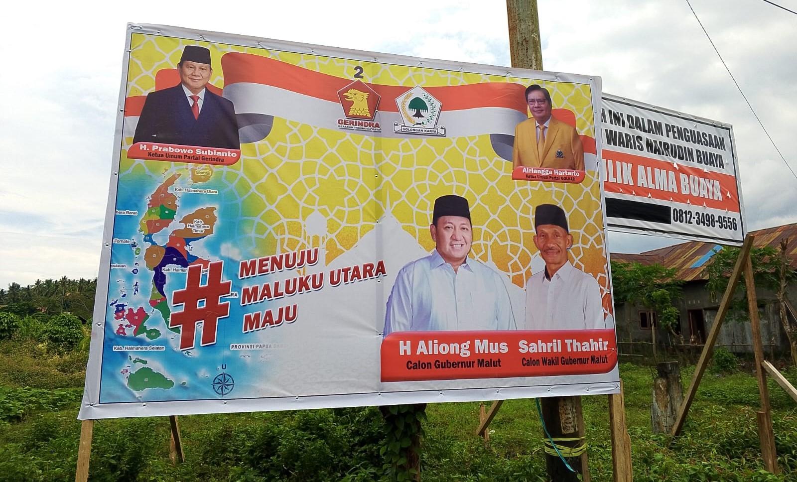 Pilgub Maluku Utara 2024, Baliho Aliong Mus dan Sahril Thahir Mulai Tersebar di Halmahera Barat