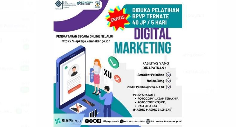 Buruan Daftar! BPVP Ternate Buka Pelatihan Digital Marketing Dasar