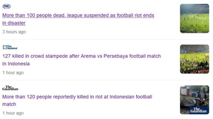 Kericuhan Pascalaga Arema Vs Persebaya di Pemberitaan Internasional, Singgung Piala Dunia Indonesia