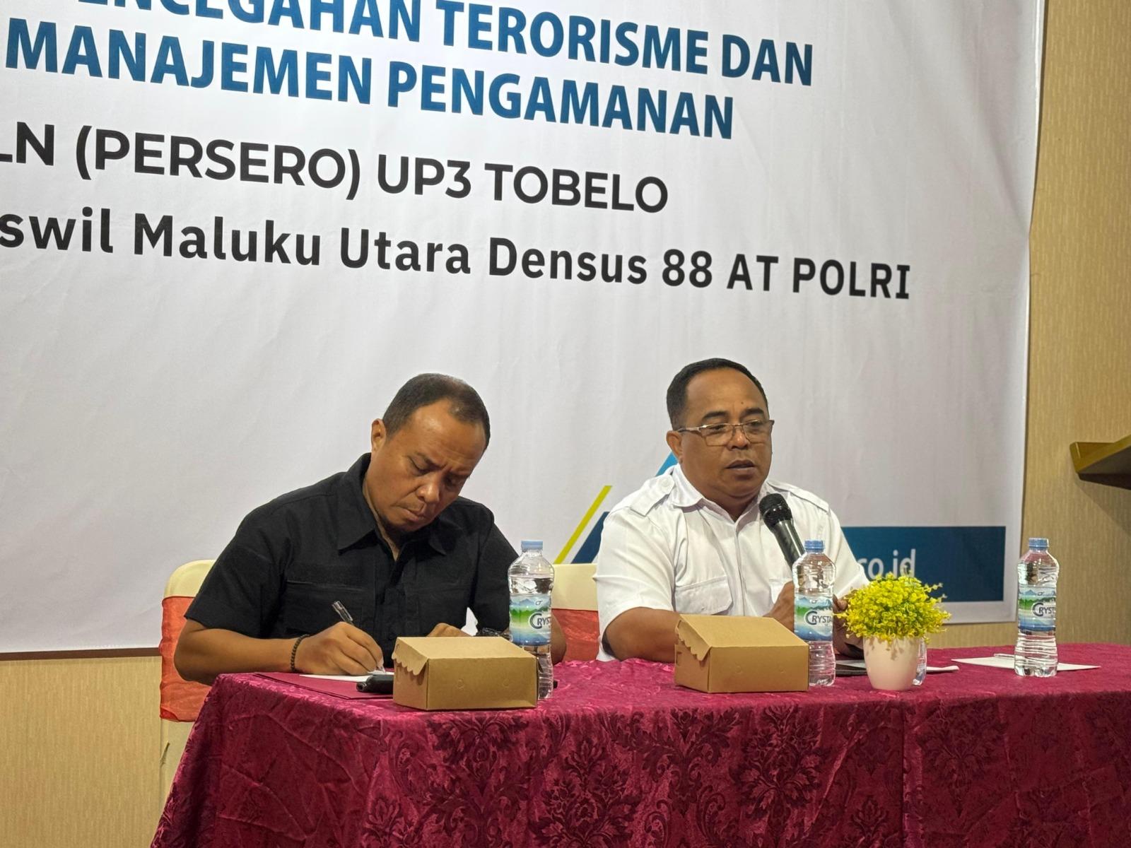 PLN UP3 Tobelo-Densus 88 AT Polri Sosialisasi Pencegahan Terorisme dan Sistem Manajemen Pengamanan