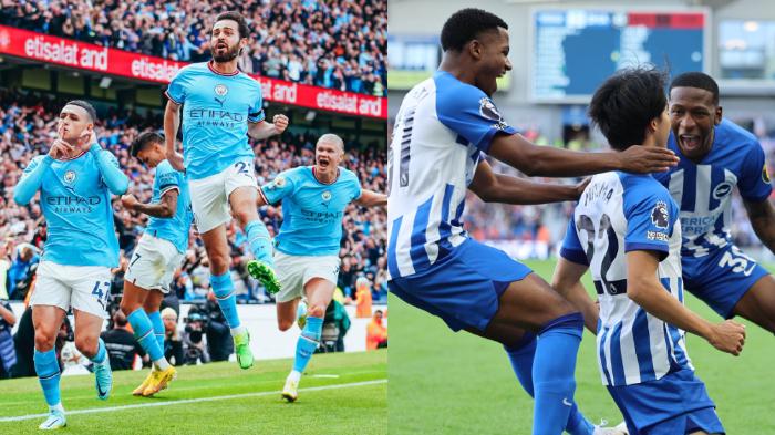 Man City 2-1 Brighton, De Zerbi Frustasi March Cedera sampai Ditandu, Manuel Akanji Kartu Merah