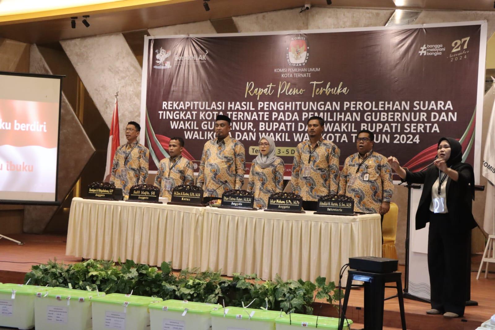 KPU Ternate Mulai Pleno Penetapan Hasil Pilkada 2024