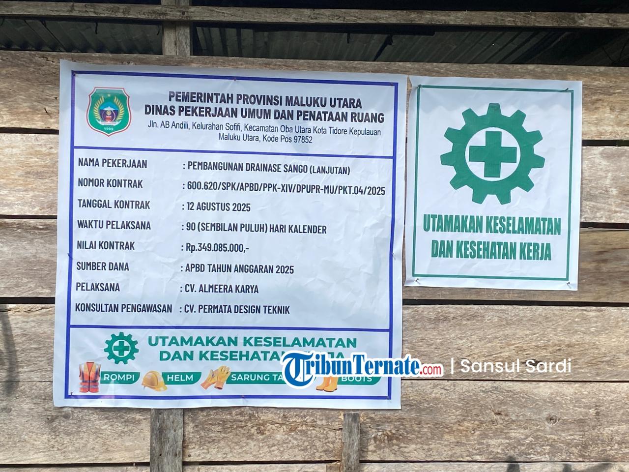 Rp 349 Juta untuk Proyek Drainase di Kelurahan Sango Ternate