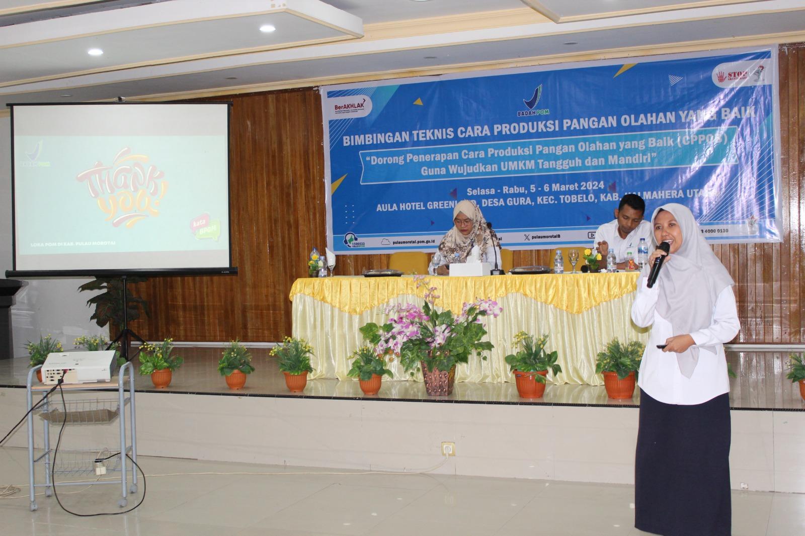 Tingkatkan Pemahaman UMKM Pangan di Halmahera Utara, Loka POM Morotai Gelar Bimtek CPPOB