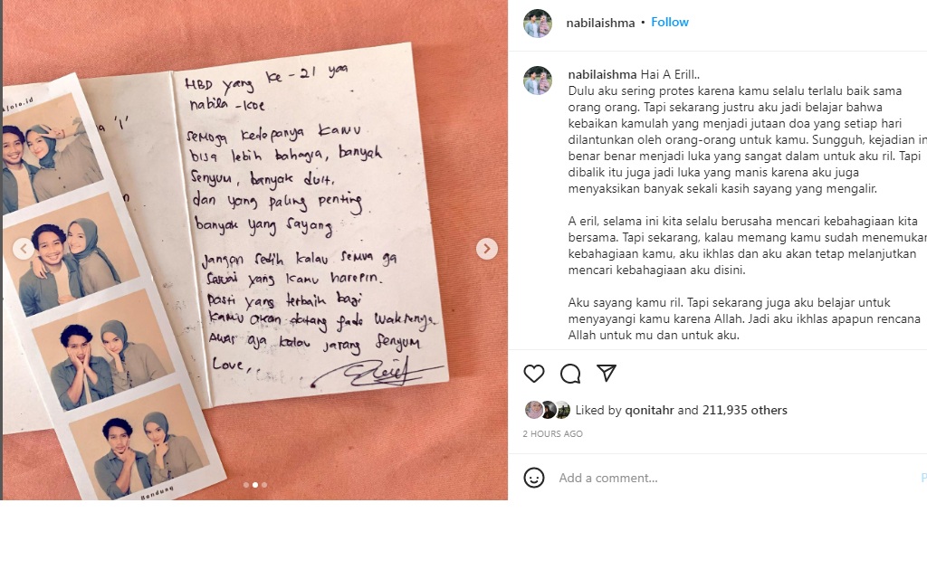 Kekasih Eril Bagikan Kenangan Manis Bersama Putra Ridwan Kamil: Sepucuk Surat dan Sebuah Pesan