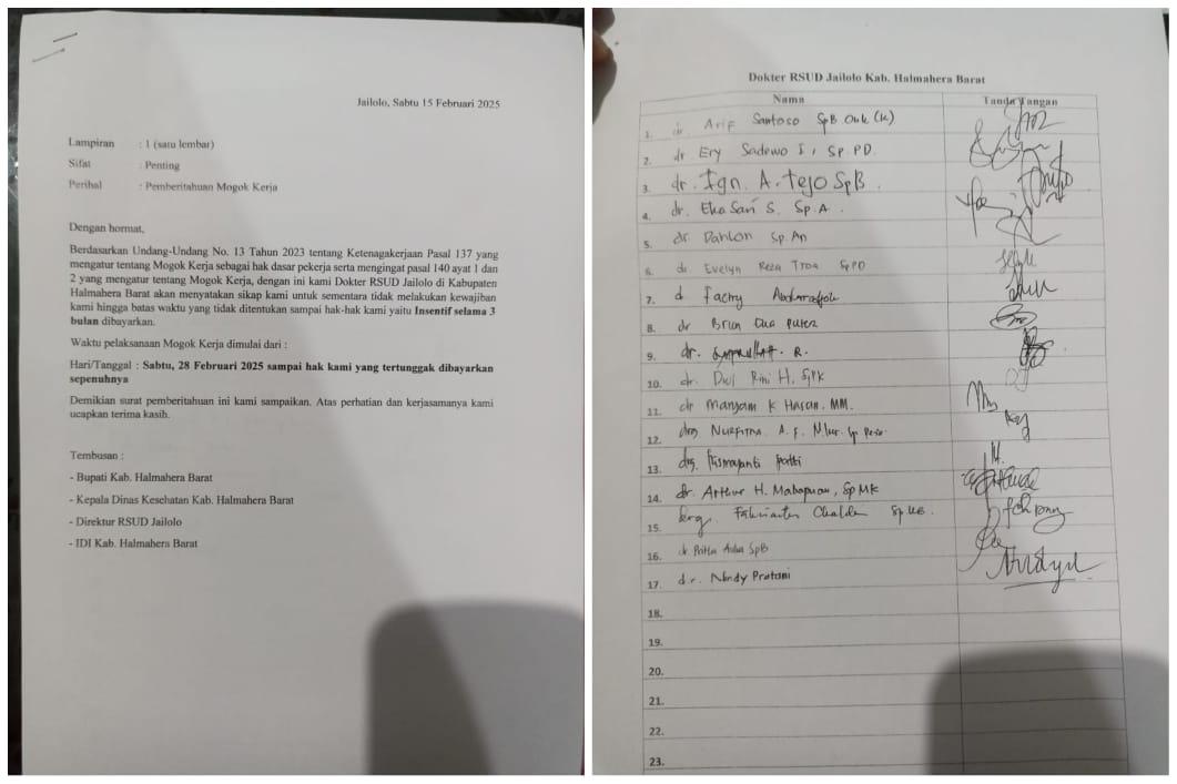 Insentif Tidak Dibayar 3 Bulan, Dokter RSUD Jailolo Halmahera Barat Mogok Kerja 