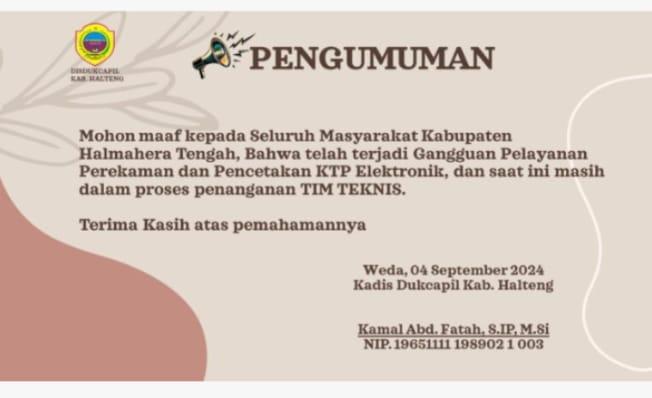 Server Dukcapil Halmahera Tengah Maluku Utara Masih Rusak, Syahrizal: Sementara Koordinasi