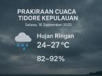 Hujan Guyur Sebagian Besar Wilayah Tidore Besok 16 September 2025