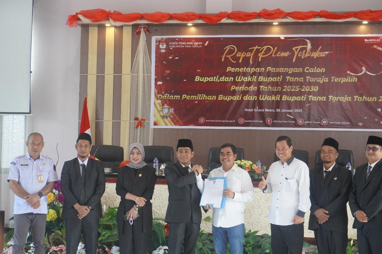 Pilkada Tana Toraja Selesai, Zadrak-Erianto Resmi Bupati-Wabup, Dedi-Andrew Tunggu Keputusan MK