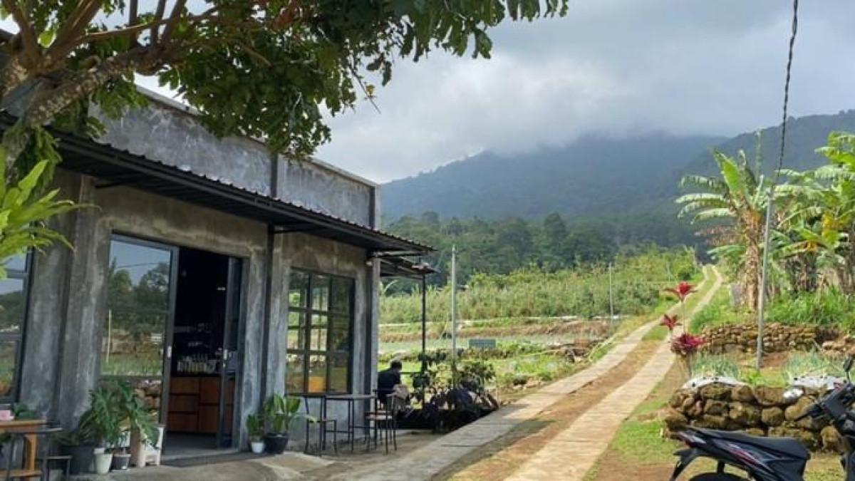 Bantir Coffee House kedai kecil dengan panorama alam memukau yang terletak di bawah Bantir Hill atau lereng Gunung Ungaran sisi barat, Jumat (1/8/2025). Di kedai kopi tersebut pengunjung bisa menikmati kopi lokal dengan harga sangat terjangkau.