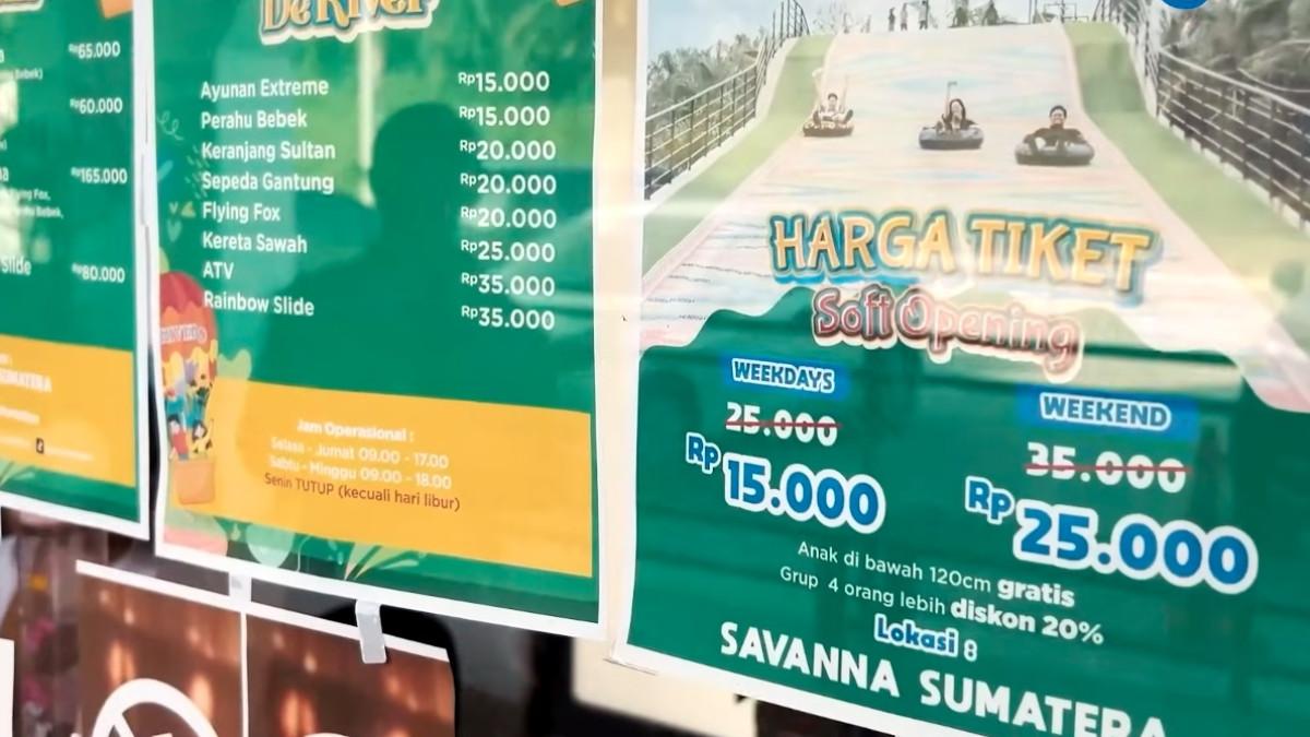 Daftar harga wahana dan tiket masuk di The River Deli Serdang