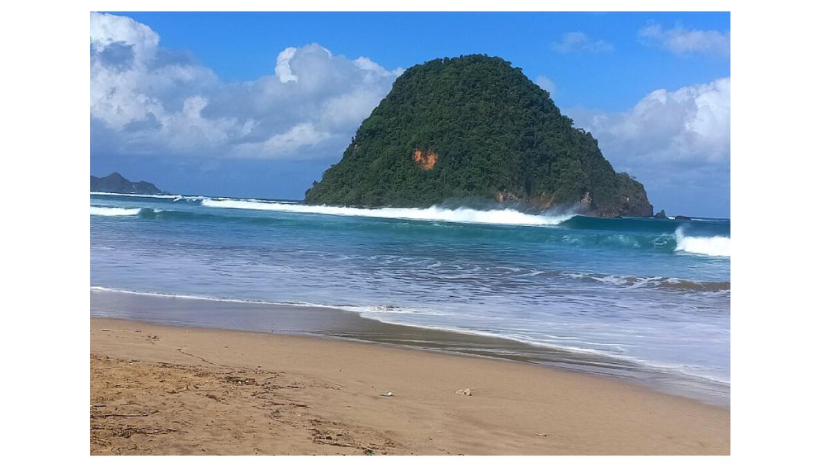 Ilustrasi Pantai Pulau Merah Banyuwangi yang Memiliki Keindahan di Selatan Jawa.