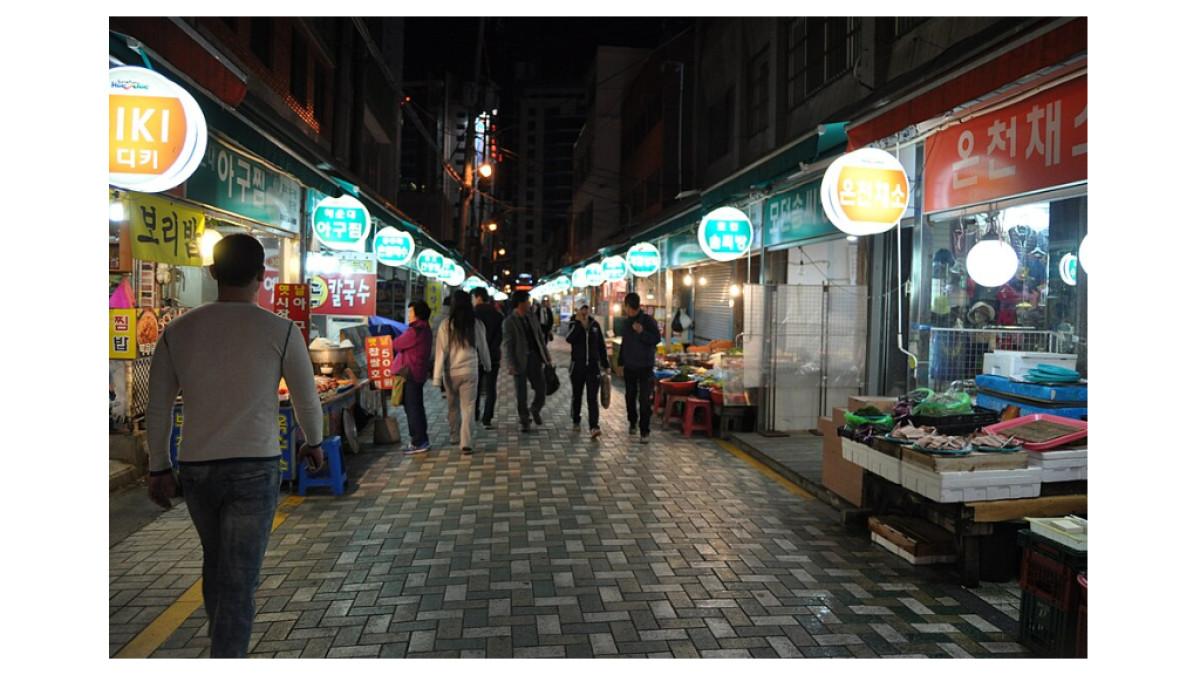Street food Haeundae Night Market di Busan