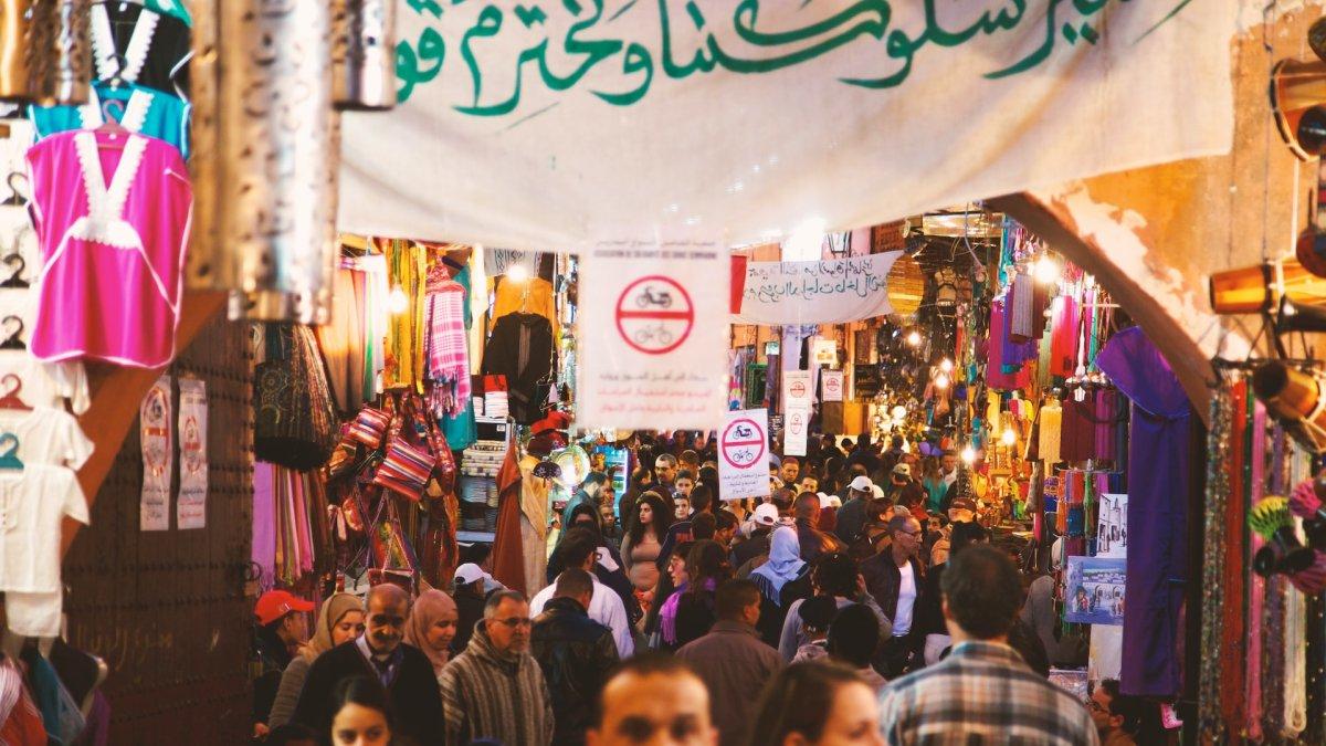 Suasana pasar Marrakesh, Maroko