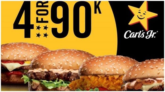 Promo Carl's Jr Februari 2019 - 4 Burger Cuma Rp 90 ribu, Cek Syarat dan Ketentuannya