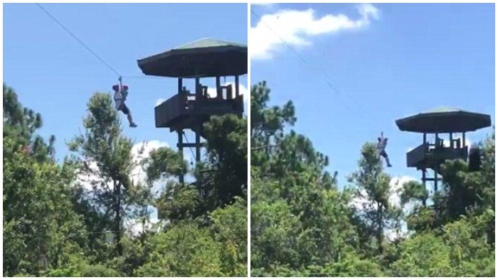 Ayah dan Anak Tersangkut di Flying Fox Selama Hampir 30 Menit, Lihat Apa yang Ada di Bawah Mereka