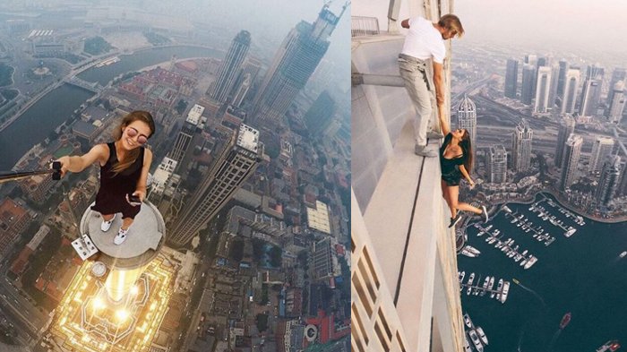 Ini Potret Foto Menantang Maut dari Para Selebgram Dunia, Fobia Ketinggian Dilarang Melihat