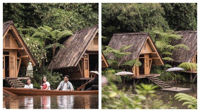 Wisatawan menikmati kunjungan ke Dusun Bambu Lembang.