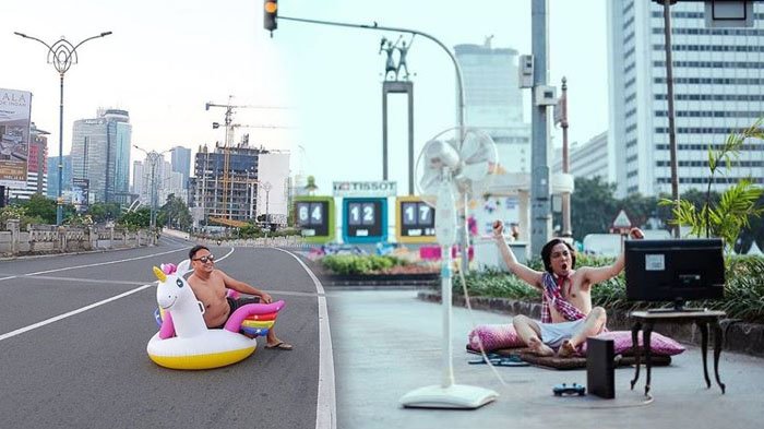 Kocak, 10 Potret Jalanan Sepi Jakarta saat Lebaran Ini Bikin Ngakak, Bisa Tidur hingga Piknik