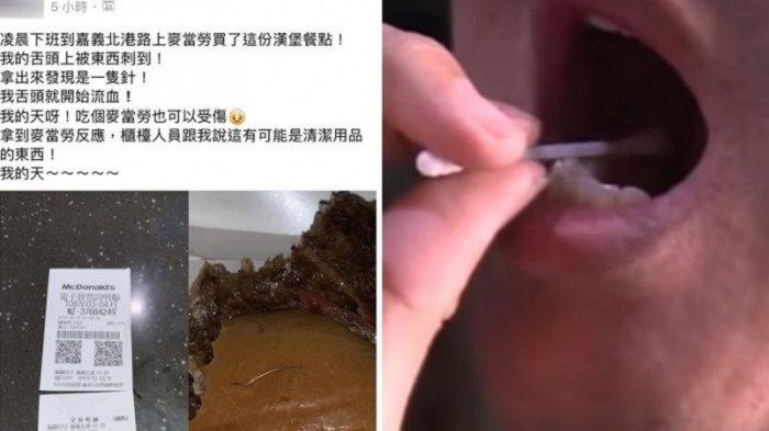Lidah Pelanggan Taiwan Ini Tertusuk Benda Tajam Mirip 'Jarum' Saat Makan Burger McDonald's