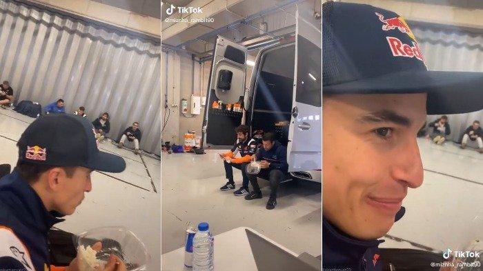 Video Viral di Medsos, Marc Marquez Asyik Ngemper saat Menyantap Nasi Kotak