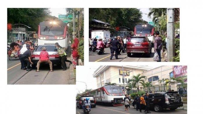 Viral di Medsos, Mobil Parkir Tepat di Atas Rel dan Halangi Kereta, Digotong Ramai-ramai