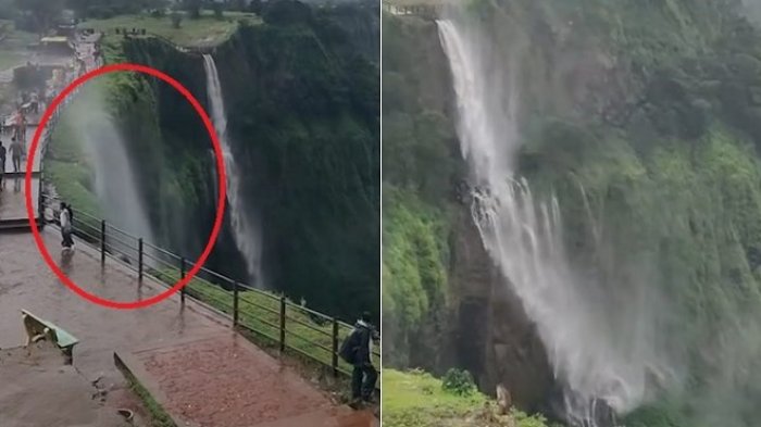 Bukan Pertama Kali Terjadi, Air Terjun di India Mengalir ke Atas Akibat Kekuatan Angin