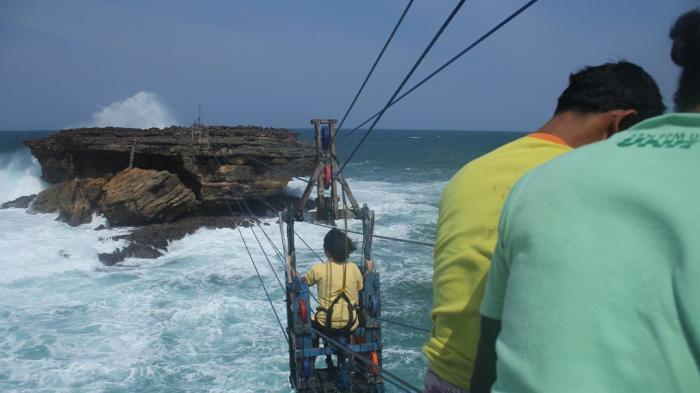 Pantai Pulau Timang - Mau Tes Adrenalinmu? Cobalah Lintasi Ganasnya Laut Selatan dengan Gondola Ini
