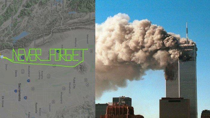 Pilot Tuliskan Kalimat 'Never Forget' di Udara untuk Peringati 20 Tahun Serangan 9/11 Menara WTC