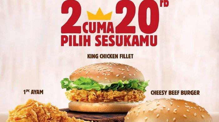 3 Promo Dobel Deal Burger King Maret 2019, Pilih 2 Menu Harga Mulai Rp 20 Ribu