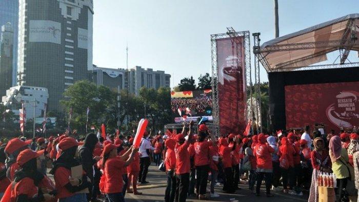 Begini Suasana Nobar Pelantikan Jokowi-Ma'ruf Amin di Sekitar Monas