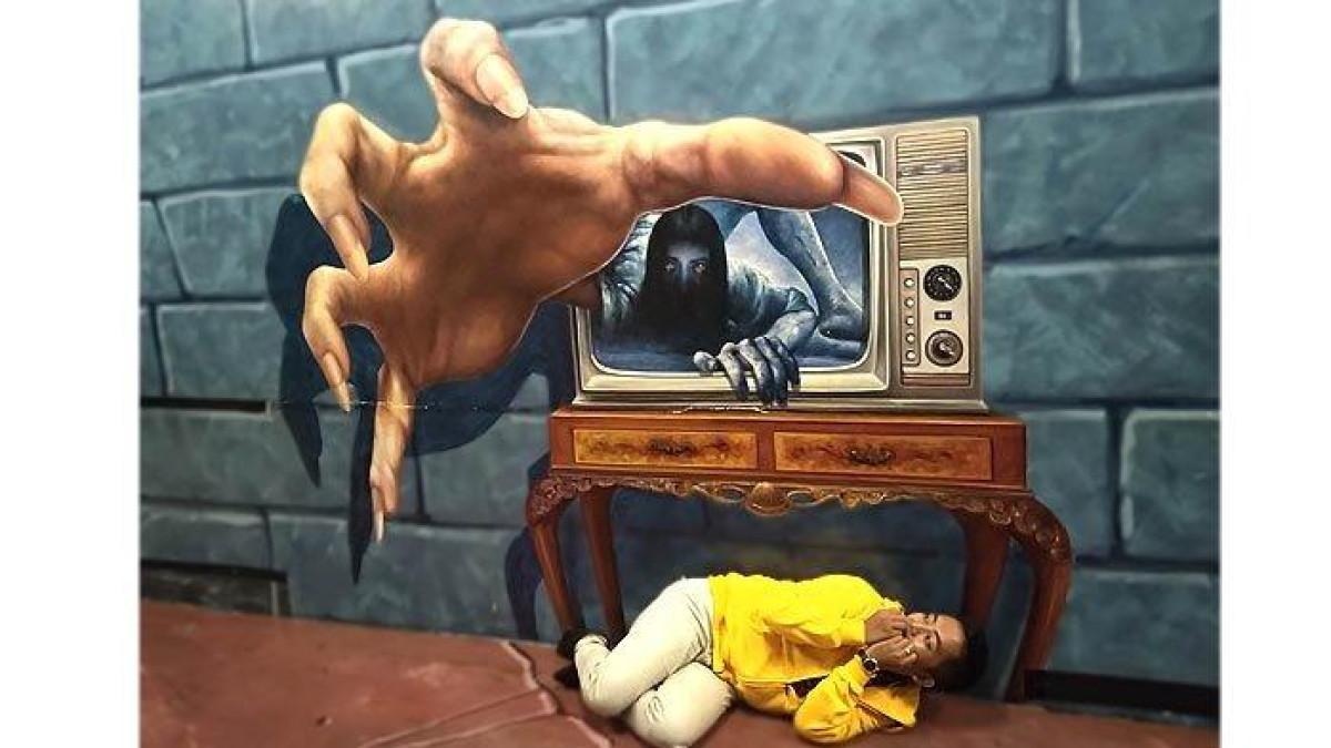 salah satu lukisan di Zona Horor, Magic Art 3D Museum, Kota Tua, Jakarta
