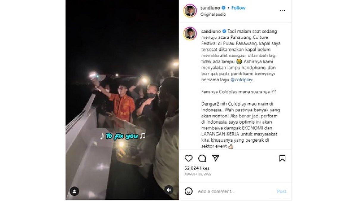 Cerita Sandiaga Uno saat Kapalnya Nyasar, Nyanyi Lagu Coldplay Sambil Minta Tolong