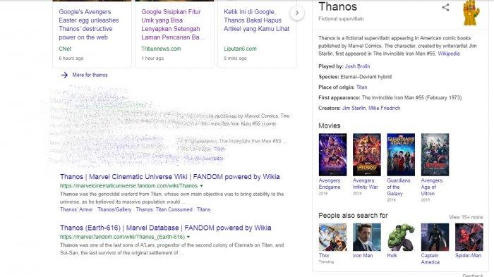Semarakkan Euforia Film Avengers: Endgame, Google Sisipkan Fitur 'Snap' dari Thanos, Begini Caranya
