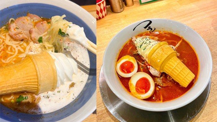 Makan Ramen dengan Topping Es Krim Cone Lagi Viral di Thailand, Seperti Apa Rasanya?
