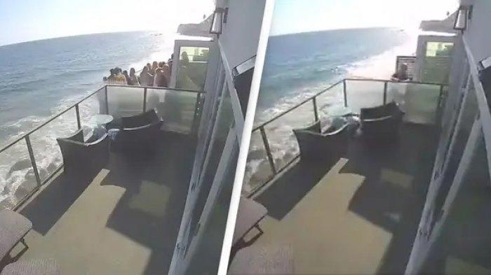 Viral di Medsos, Detik-detik Balkon di Tepi Pantai Runtuh saat Tamu Asyik Berpesta