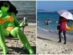 13 Foto Ini Abadikan Kelakuan Nyeleneh Pengunjung Pantai: ke Pantai Aja Pakai High Heels