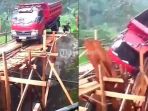 Kocak Parah! Aksi Nekat Sopir Truk Seberangi Jembatan Kayu Ini Berujung Fatal, Siap-siap Jerit