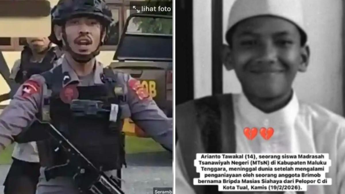ANGGOTA BRIMOB - Awalnya AT dilaporkan meninggal karena kecelakaan, setelah diusut ternyata ada dugaan pemukulan oleh oknum Brimob Bripda MS.