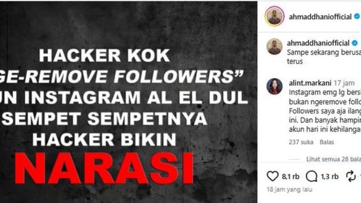 Ahmad Dhani Heran sang Hacker Malah Unfollow Ketiga Putranya di Akun Instagram yang Diretas. Instagram @ahmaddhaniofficial.
