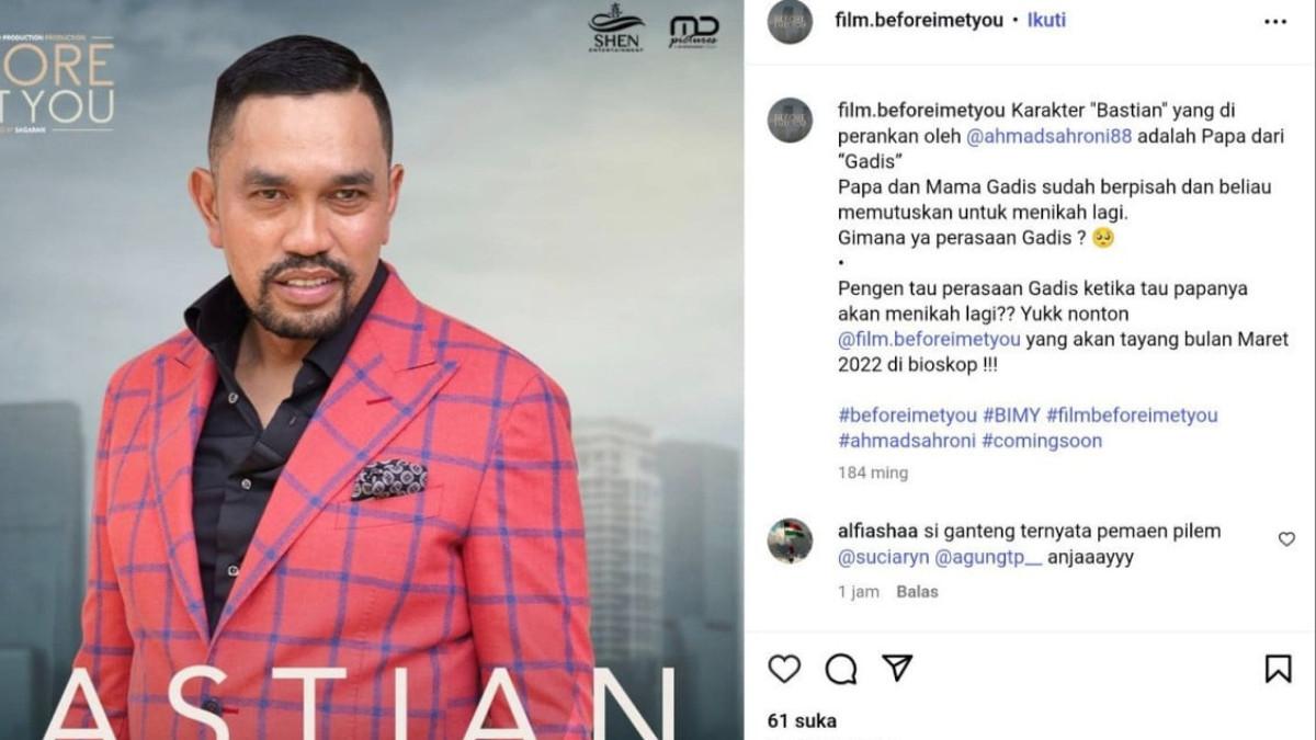 Akting Ahmad Sahroni di film Before I Met You, banjir pujian, sang politisi partai Nasdem disebut serba bisa oleh warganet.