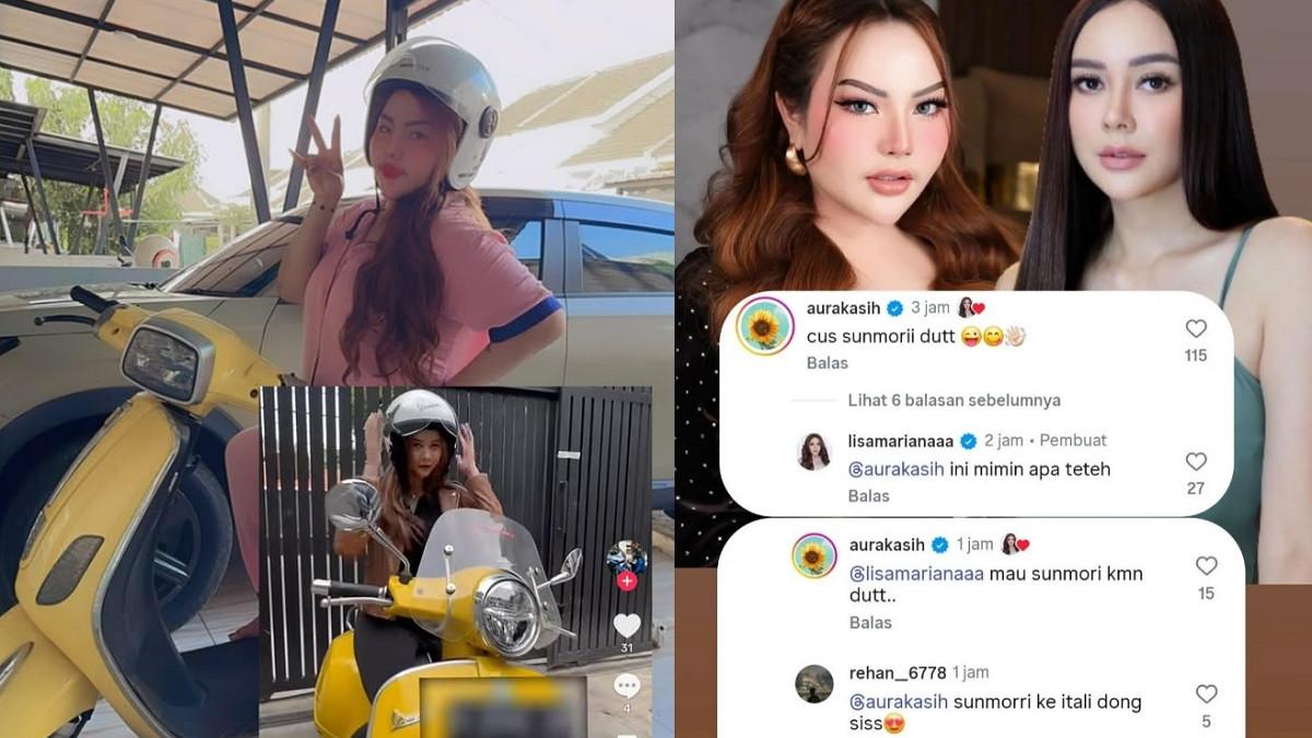 AK DAN LM - Aura Kasih dan Lisa Mariana saling berbalas komentar tentang vespa kuning yang lagi viral