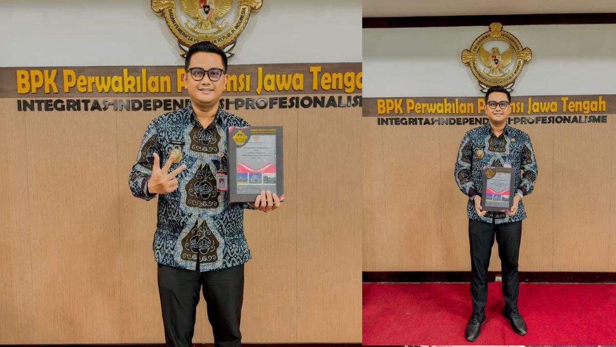PRESTASI PEMKAB KLATEN - Bupati Klaten Hamenang Wajar Ismoyo menunjukkan dokumen LHP atas LKPD Tahun Anggaran 2025 setelah menerima opini WTP dari BPK RI ke-8 di Kantor BPK Perwakilan Jawa Tengah, Semarang, Kamis (11/6/2026).