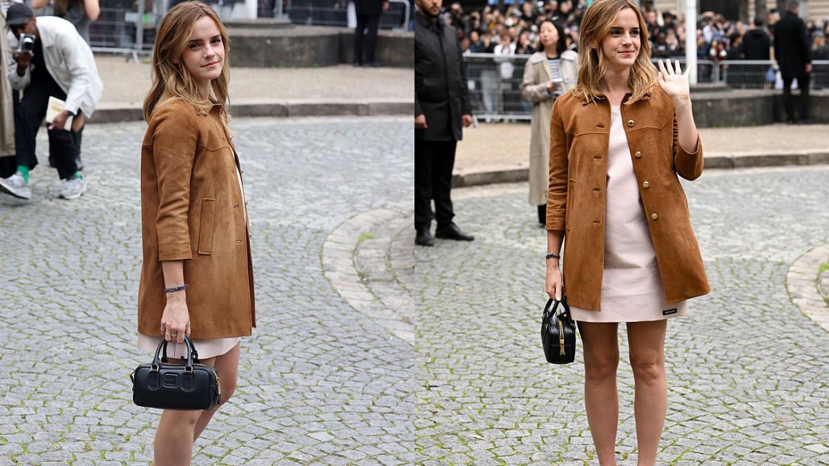 Emma Watson hadir di acara Paris Fashion Week 2026 untuk Miu Miu Spring/Summer 2026.