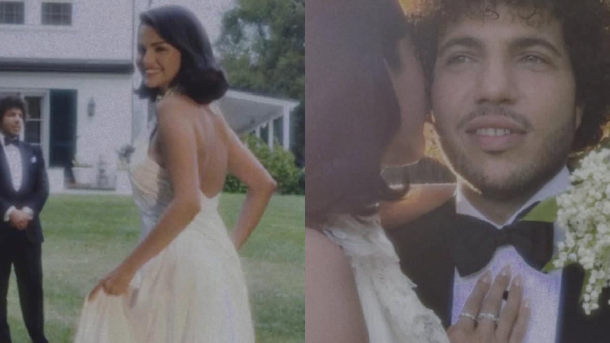 Foto-foto pernikahan mereka menyiratkan kesan klasik dan romantis, Selena Gomez elegan dalam balutan dress putih karya Ralp Lauren.