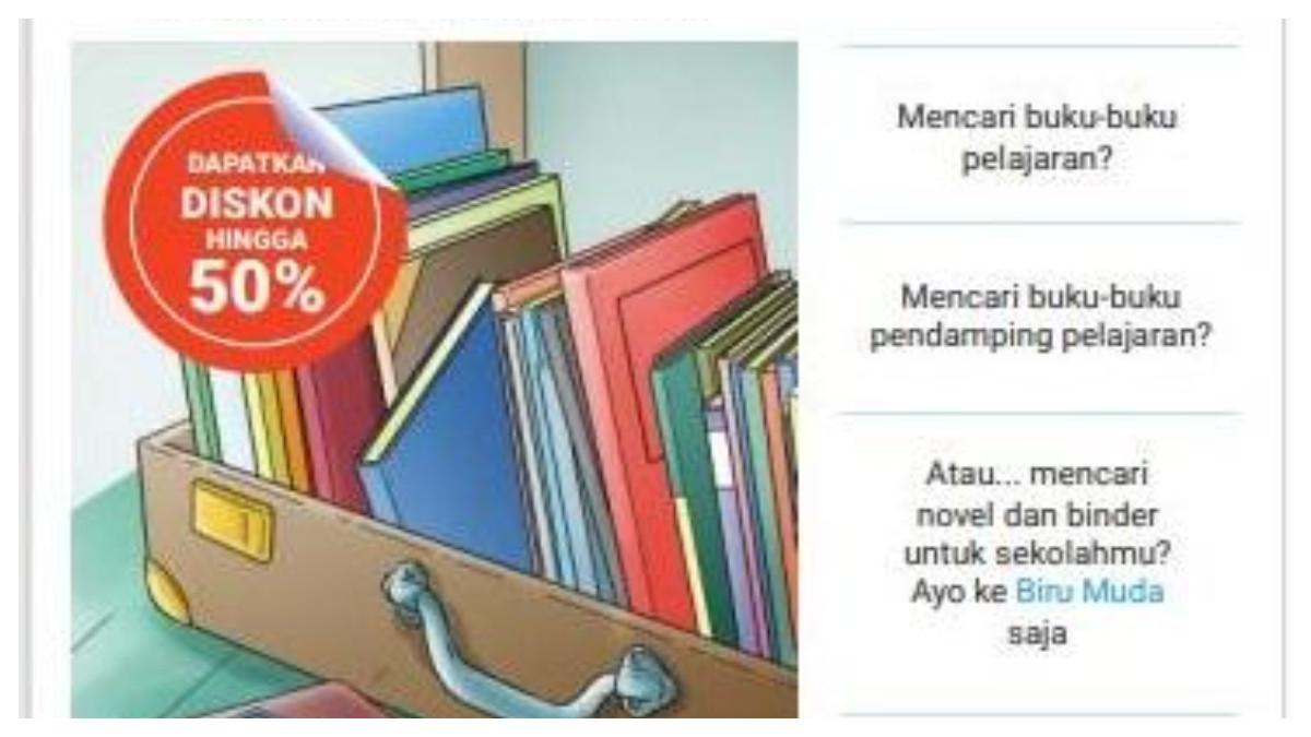 Iklan Toko Buku Biru Muda