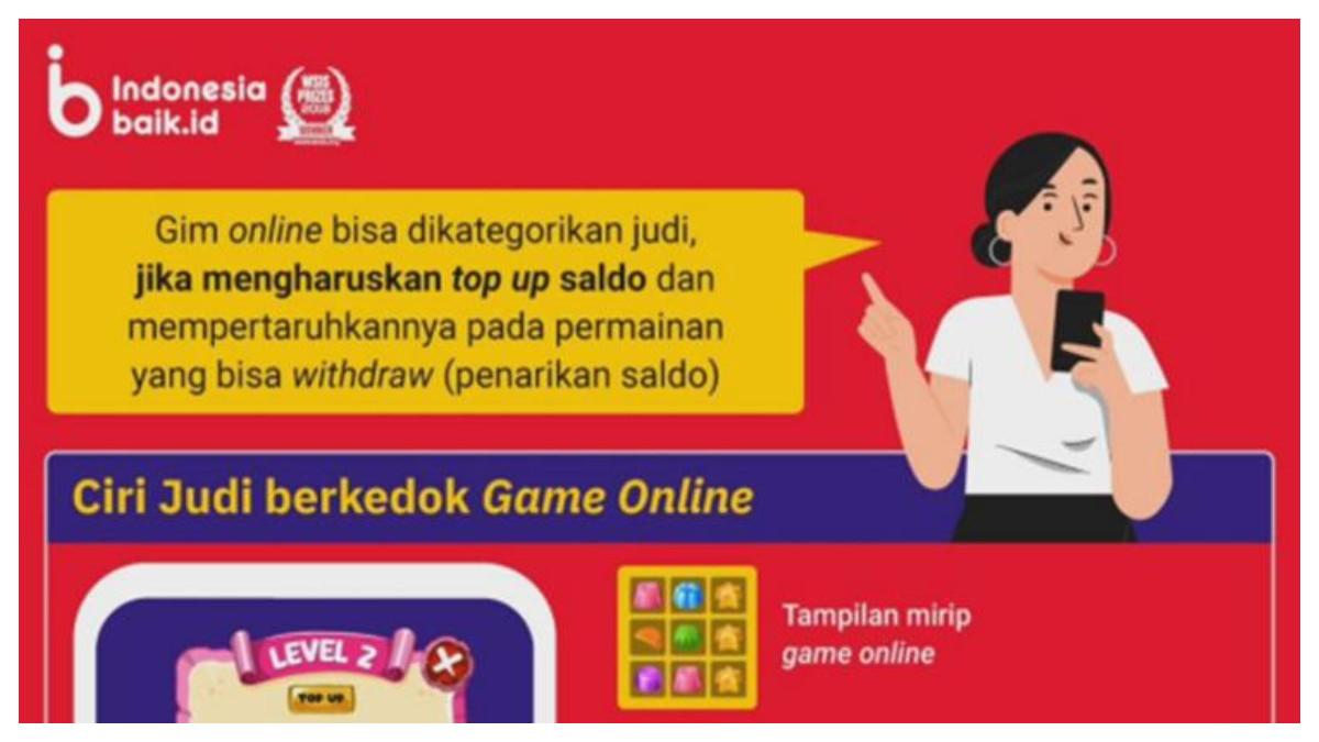 Infografis ciri judi berkedok game online untuk soal TKA Sosiologi SMA kelas 12